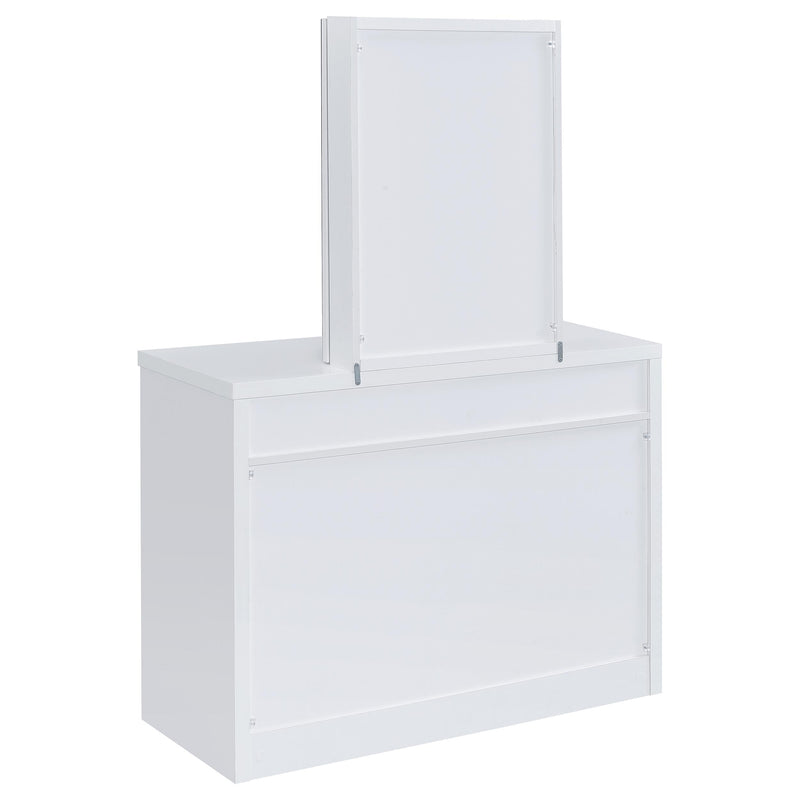 Tocador Bunbury con espejo y taburete, color blanco
