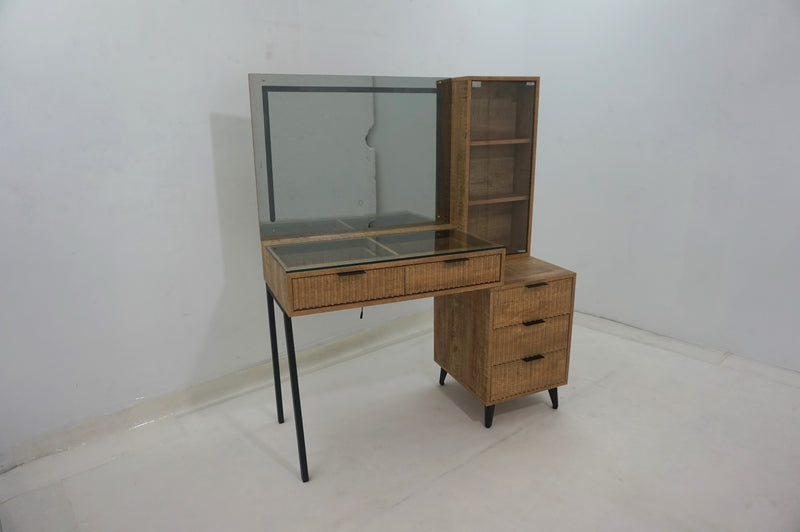 Souza 5-Drawer Makeup Vanity Table With LED Mirror White High Gloss
