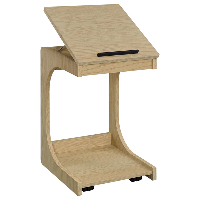 Mesa auxiliar Ralston en forma de C con tapa elevable y ruedas, color negro