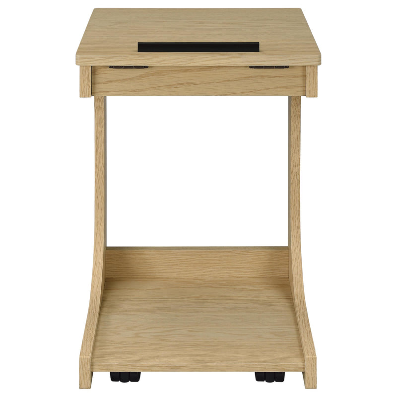 Mesa auxiliar Ralston en forma de C con tapa elevable y ruedas, color negro