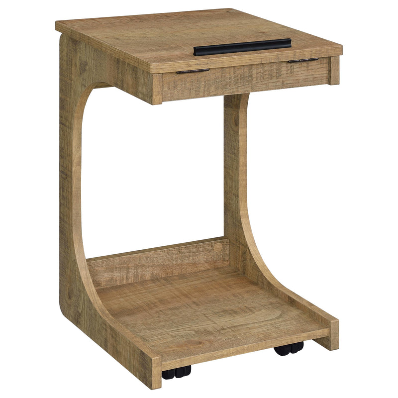 Mesa auxiliar Ralston en forma de C con tapa elevable y ruedas, color negro