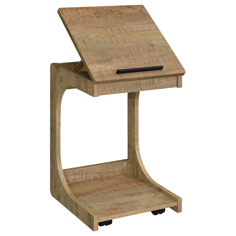 Mesa auxiliar Ralston en forma de C con tapa elevable y ruedas, color negro