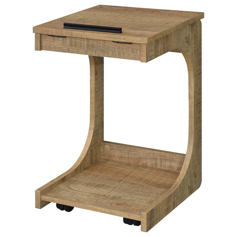 Mesa auxiliar Ralston en forma de C con tapa elevable y ruedas, color negro