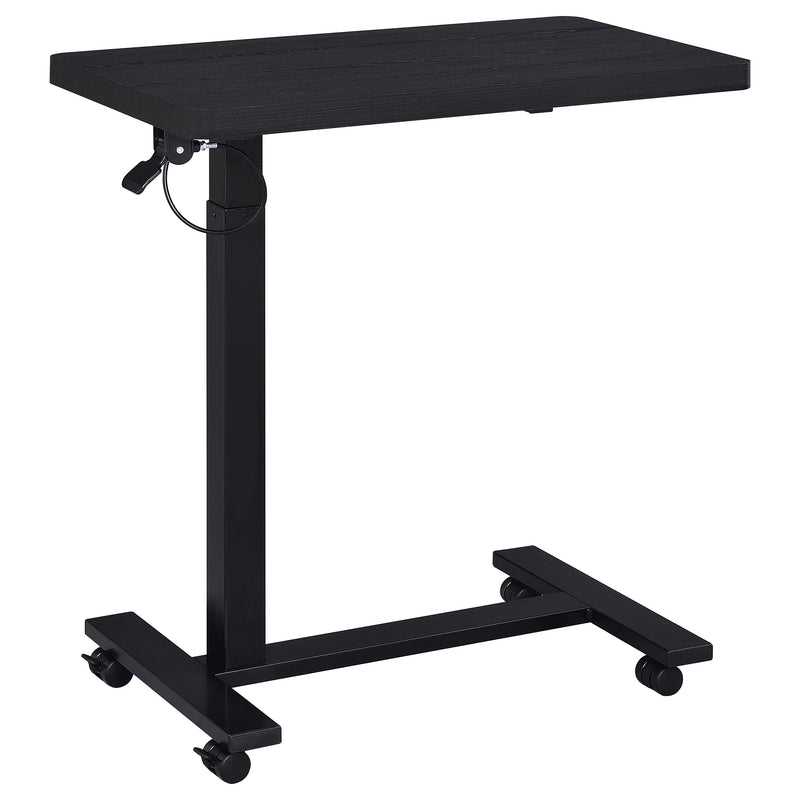 Mesa auxiliar con forma de C ajustable neumática Westpark con ruedas, color negro