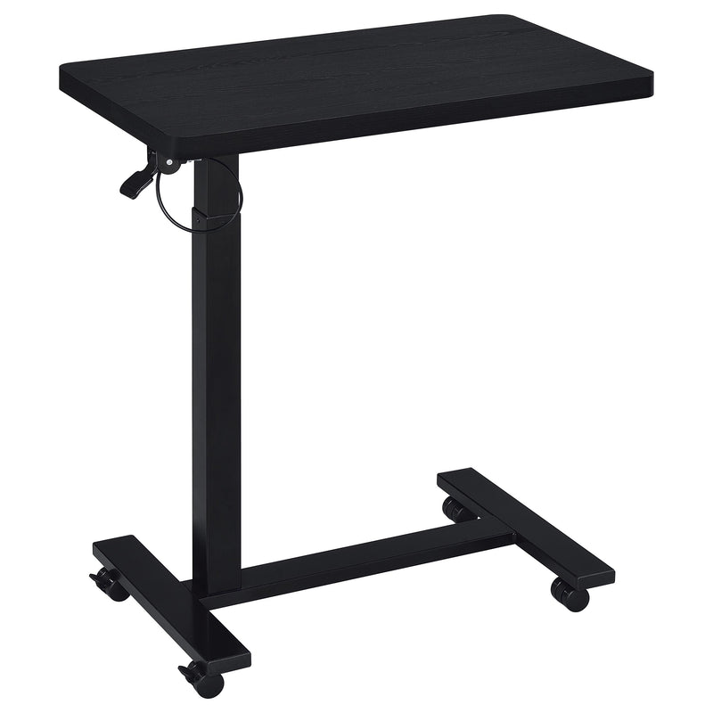 Mesa auxiliar con forma de C ajustable neumática Westpark con ruedas, color negro
