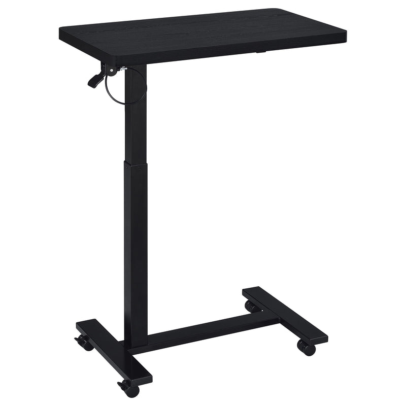 Mesa auxiliar con forma de C ajustable neumática Westpark con ruedas, color negro