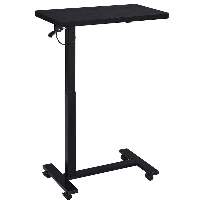 Mesa auxiliar con forma de C ajustable neumática Westpark con ruedas, color negro