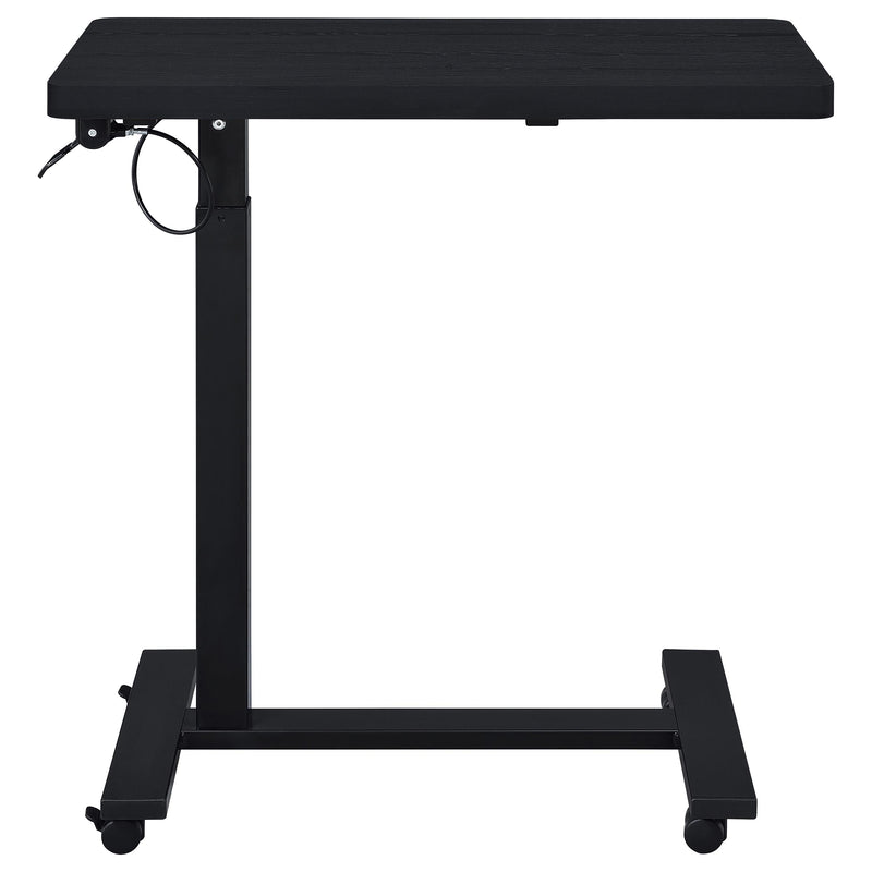 Mesa auxiliar con forma de C ajustable neumática Westpark con ruedas, color negro