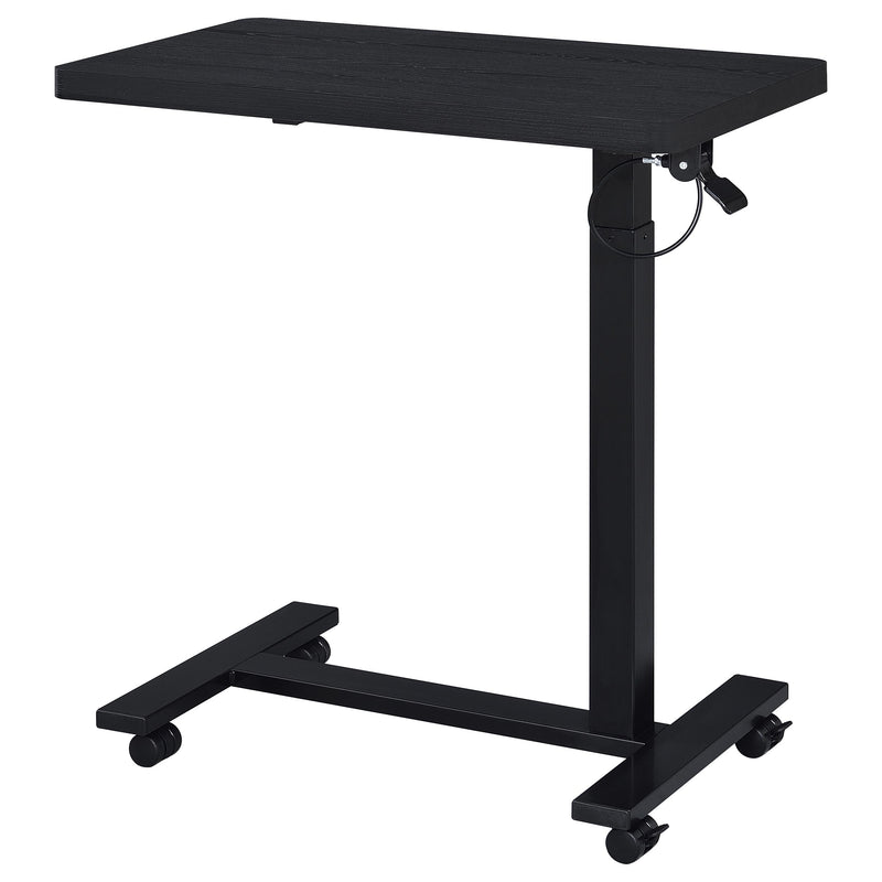 Mesa auxiliar con forma de C ajustable neumática Westpark con ruedas, color negro