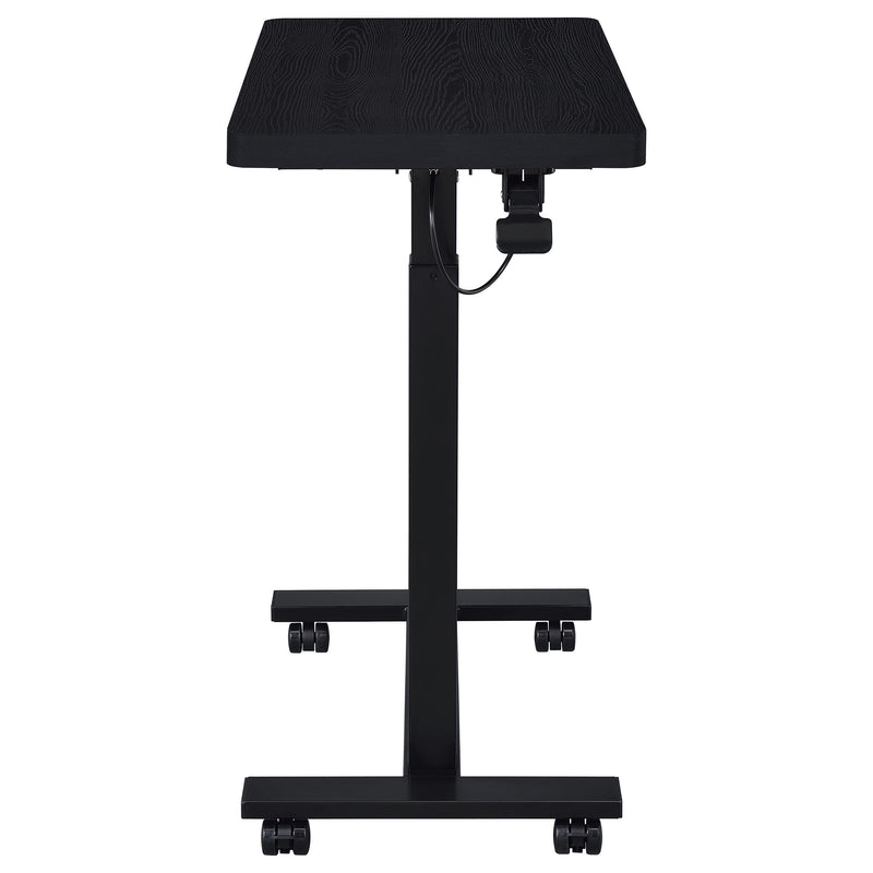 Mesa auxiliar con forma de C ajustable neumática Westpark con ruedas, color negro