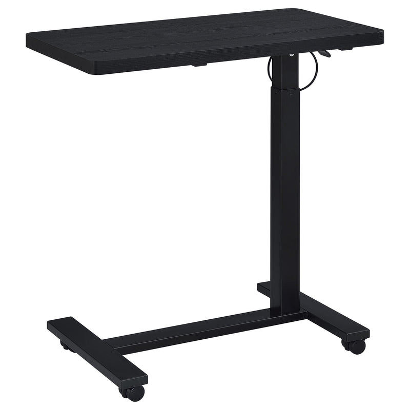 Mesa auxiliar con forma de C ajustable neumática Westpark con ruedas, color negro