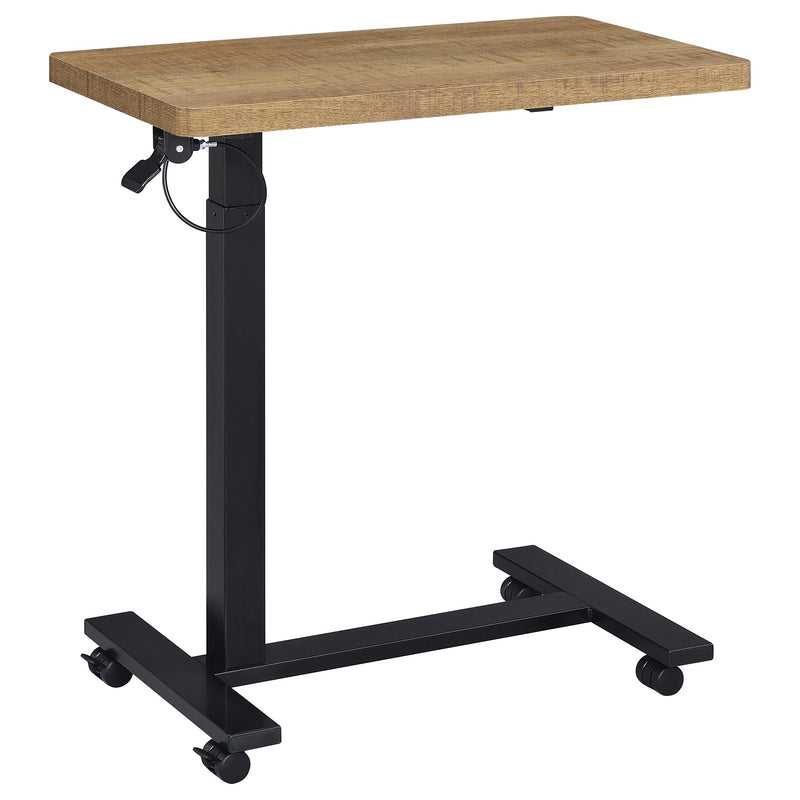 Mesa auxiliar con forma de C ajustable neumática Westpark con ruedas, color negro