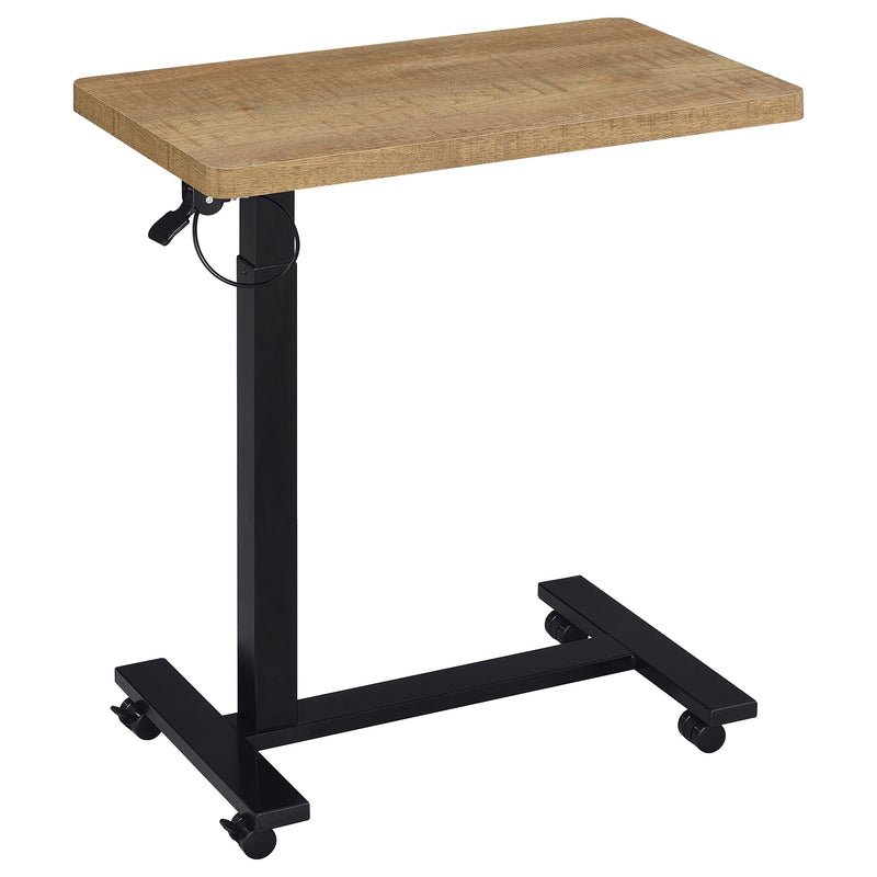 Mesa auxiliar con forma de C ajustable neumática Westpark con ruedas, color negro