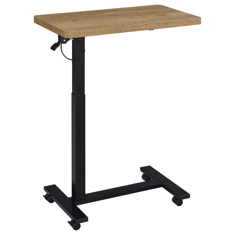 Mesa auxiliar con forma de C ajustable neumática Westpark con ruedas, color negro