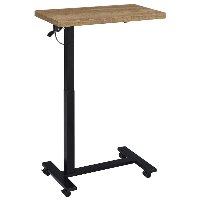 Mesa auxiliar con forma de C ajustable neumática Westpark con ruedas, color negro