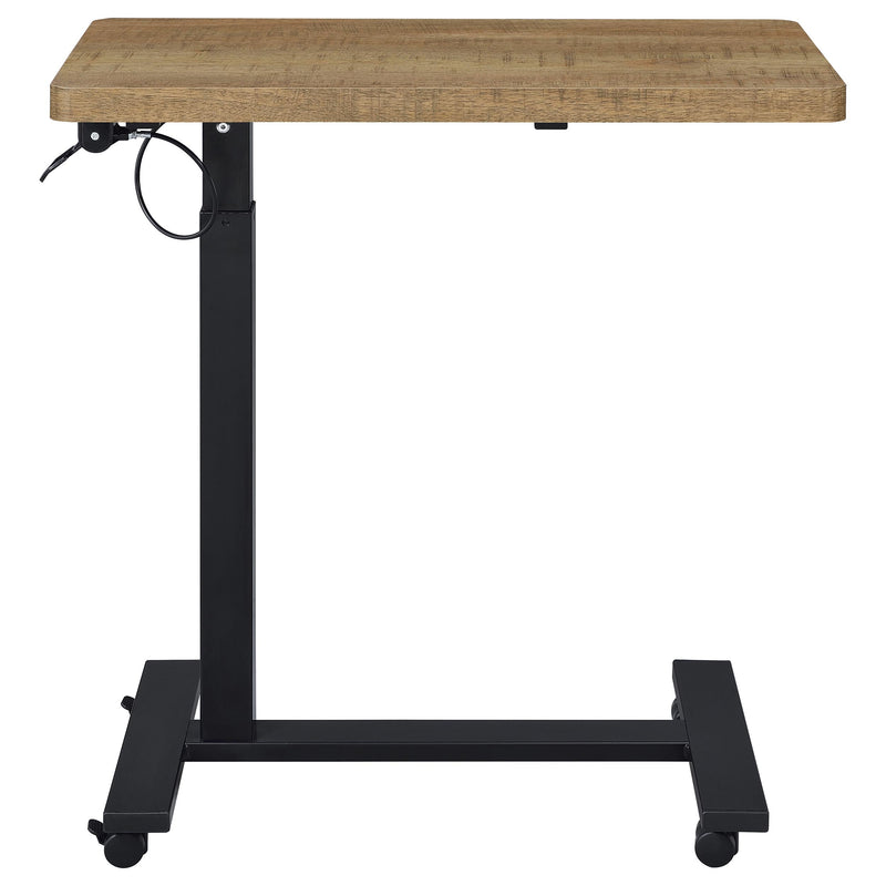 Mesa auxiliar con forma de C ajustable neumática Westpark con ruedas, color negro
