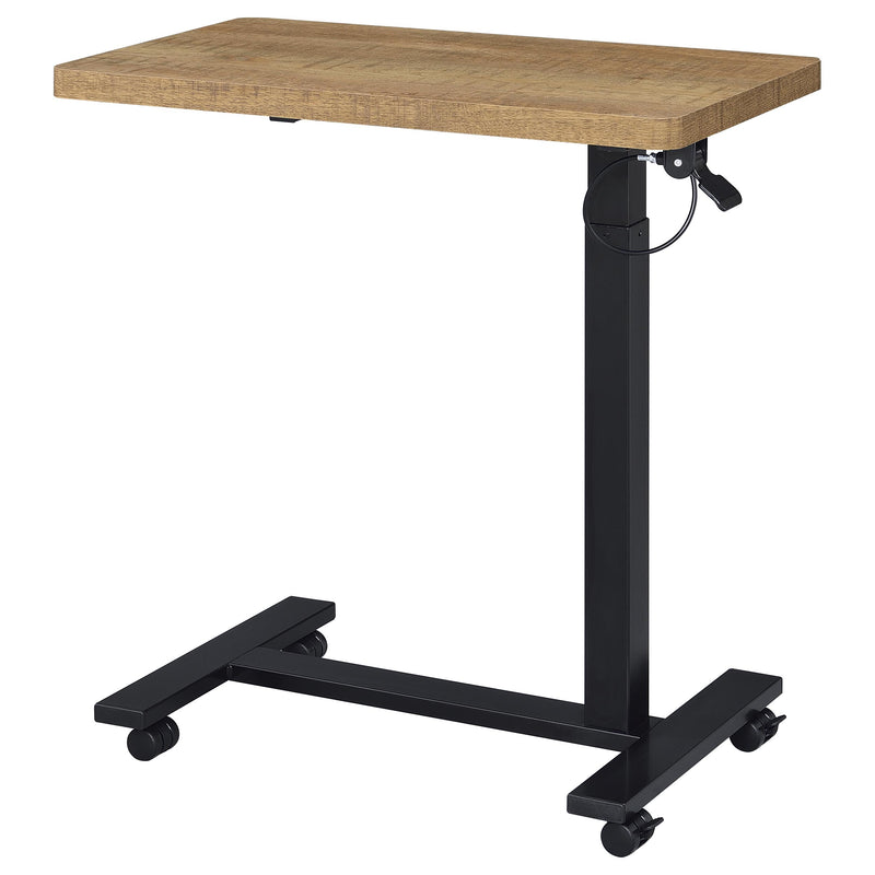 Mesa auxiliar con forma de C ajustable neumática Westpark con ruedas, color negro