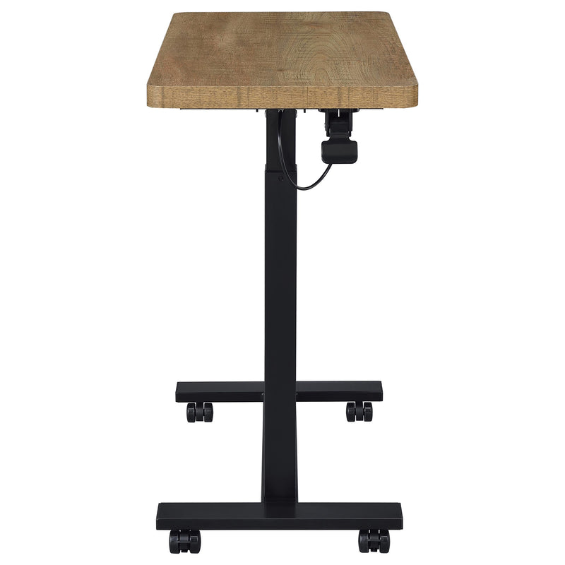 Mesa auxiliar con forma de C ajustable neumática Westpark con ruedas, color negro