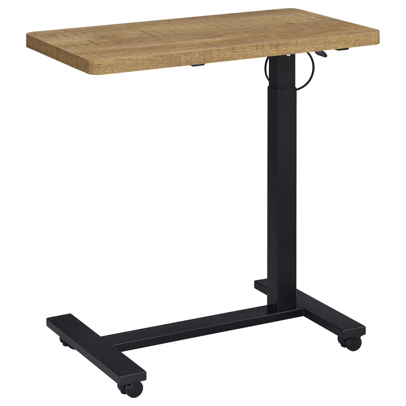 Mesa auxiliar con forma de C ajustable neumática Westpark con ruedas, color negro