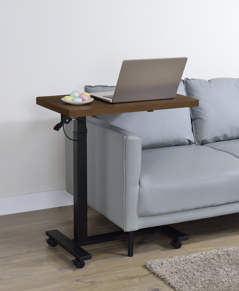 Mesa auxiliar con forma de C ajustable neumática Westpark con ruedas, color negro