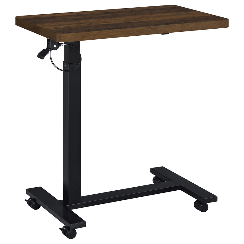 Mesa auxiliar con forma de C ajustable neumática Westpark con ruedas, color negro