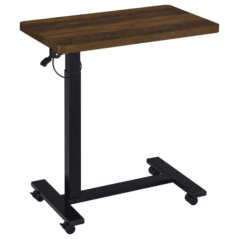 Mesa auxiliar con forma de C ajustable neumática Westpark con ruedas, color negro