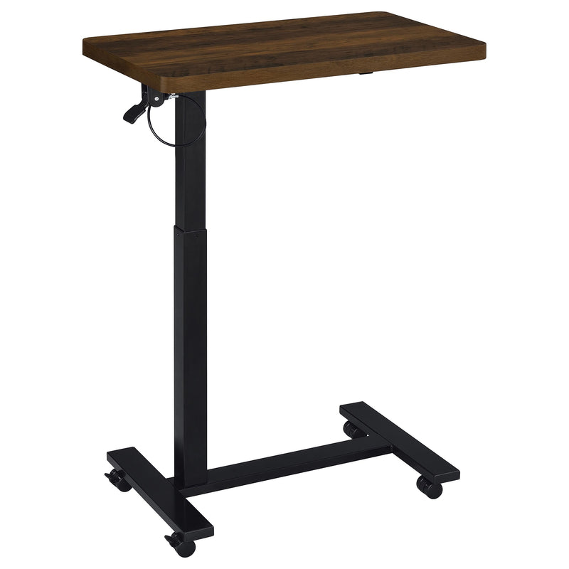 Mesa auxiliar con forma de C ajustable neumática Westpark con ruedas, color negro