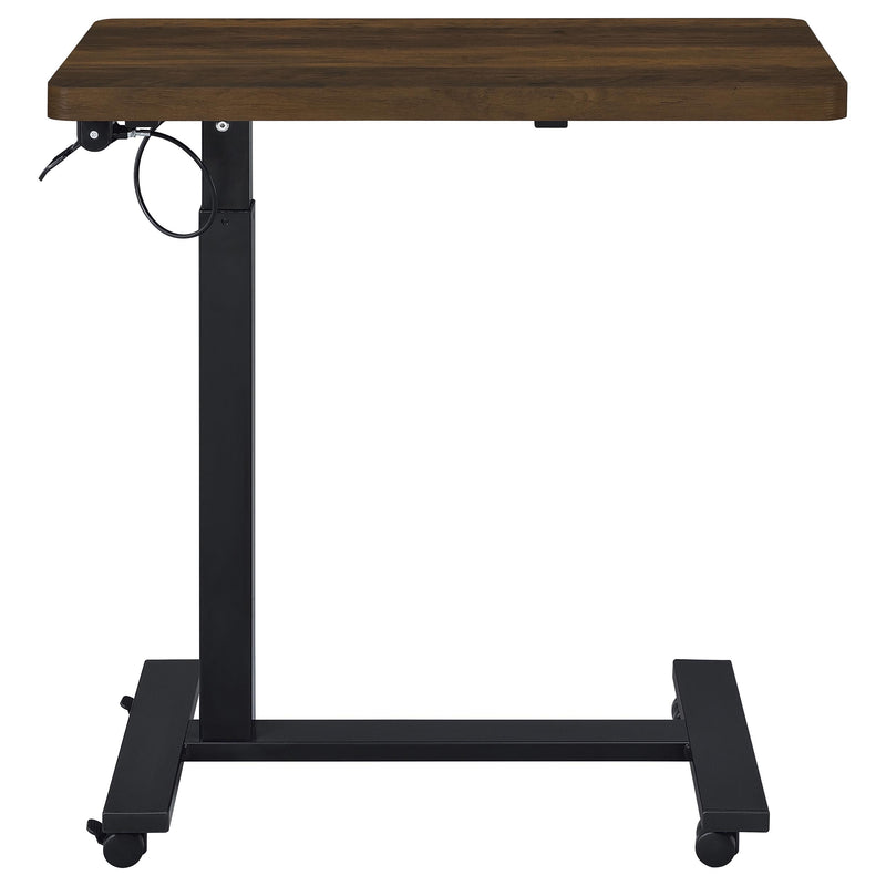 Mesa auxiliar con forma de C ajustable neumática Westpark con ruedas, color negro