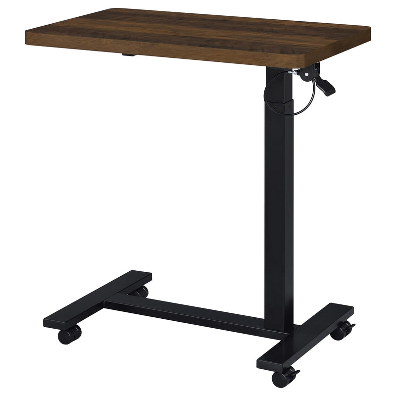 Mesa auxiliar con forma de C ajustable neumática Westpark con ruedas, color negro