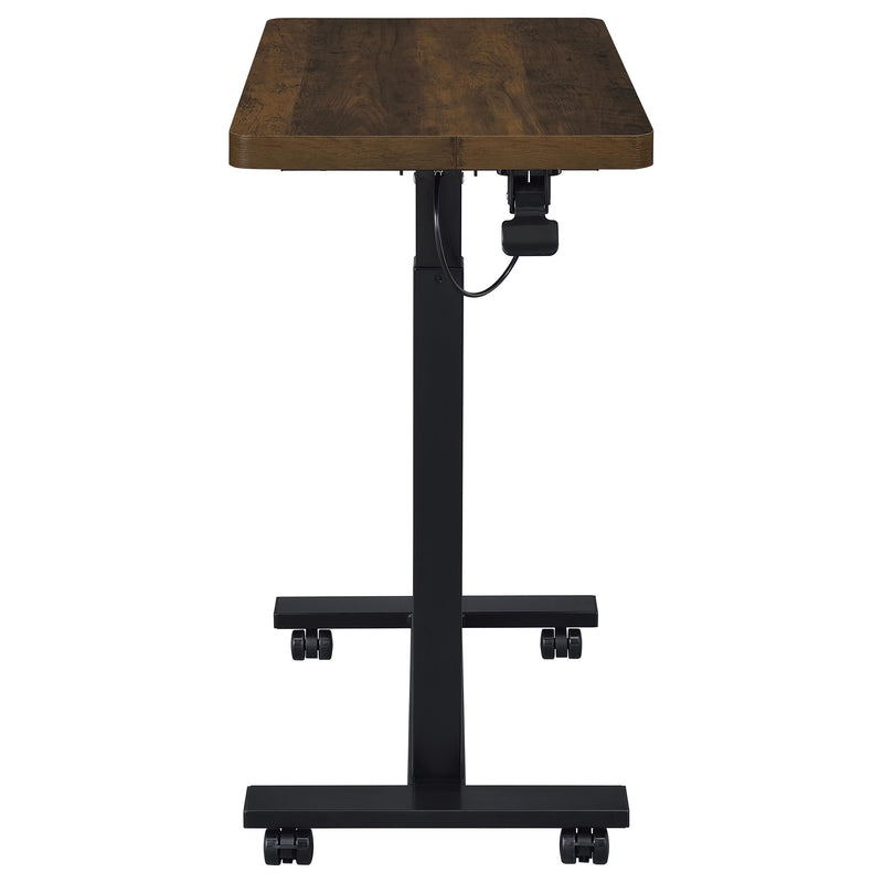 Mesa auxiliar con forma de C ajustable neumática Westpark con ruedas, color negro