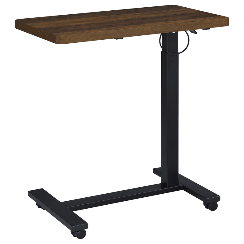 Mesa auxiliar con forma de C ajustable neumática Westpark con ruedas, color negro