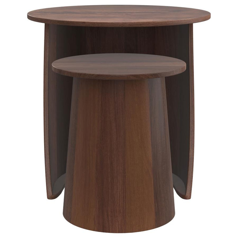 Yency 2-piece Round Mango Wood Nesting Table Set