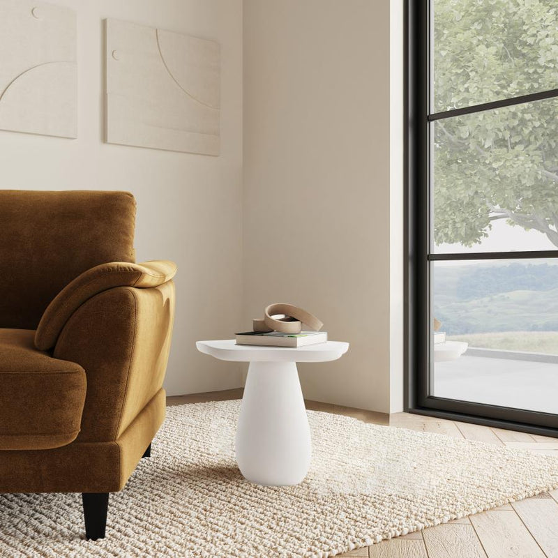 Mesa auxiliar Perth de 17 pulgadas con tapa en forma de nube, blanquecina