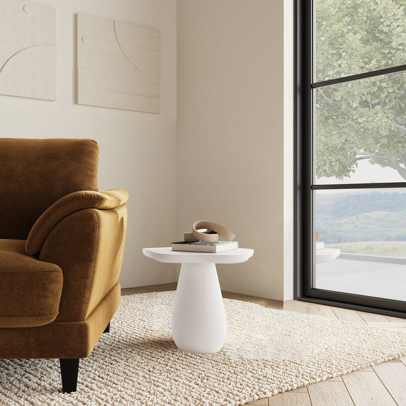 Mesa auxiliar Perth de 17 pulgadas con tapa en forma de nube, blanquecina