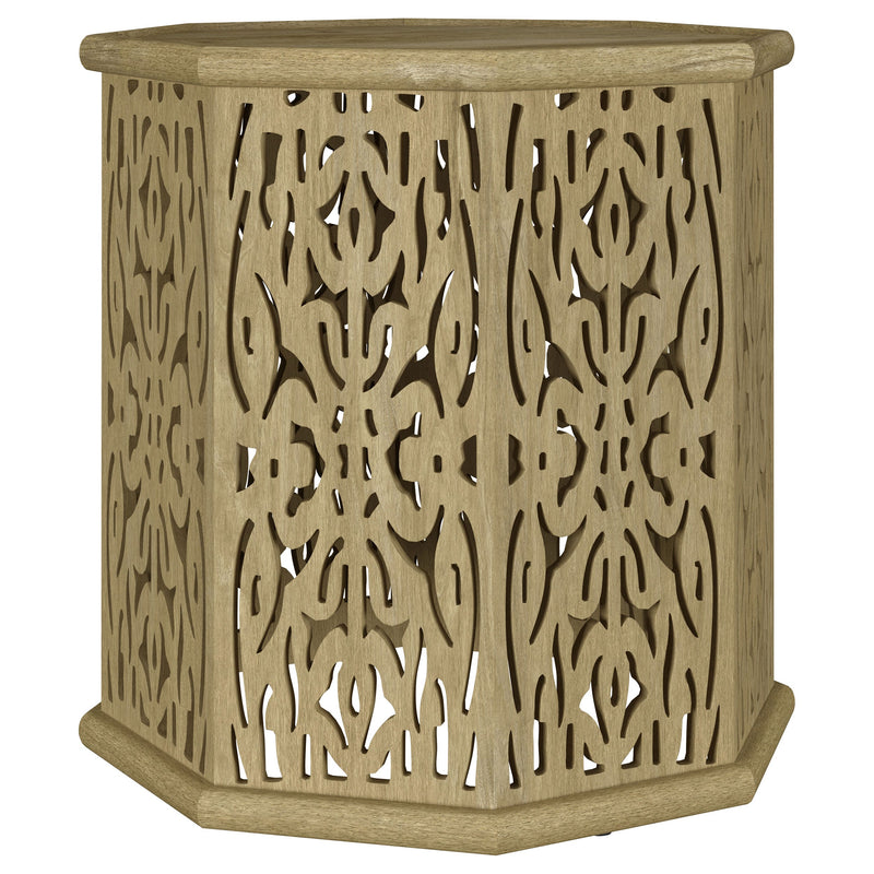 Mesa auxiliar octogonal de madera maciza de mango Torres, marrón natural