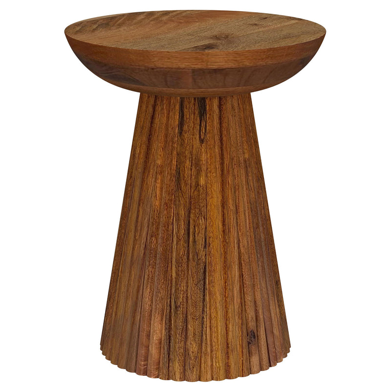 Mesa auxiliar redonda Aureo de madera maciza color miel silvestre