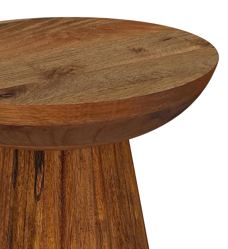 Mesa auxiliar redonda Aureo de madera maciza color miel silvestre