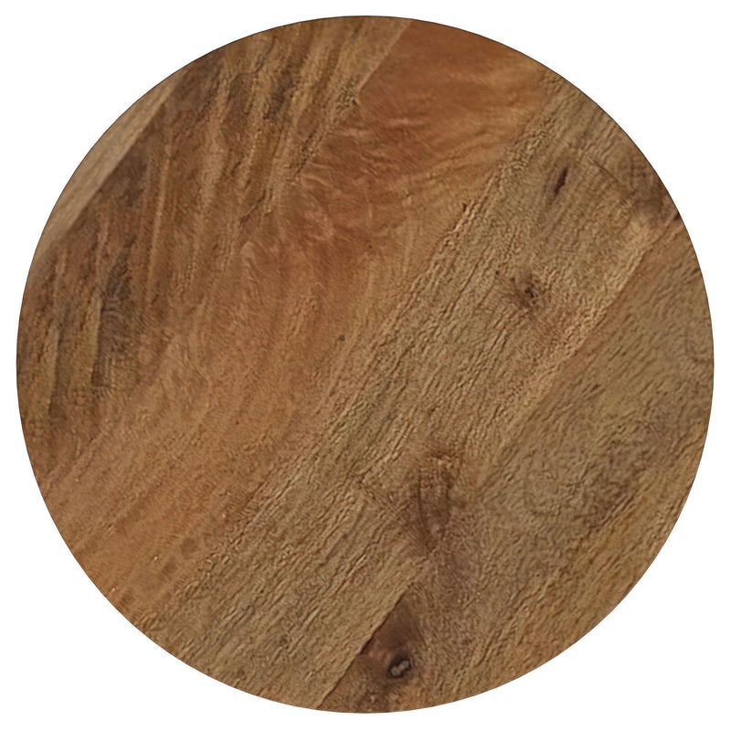 Mesa auxiliar redonda Aureo de madera maciza color miel silvestre