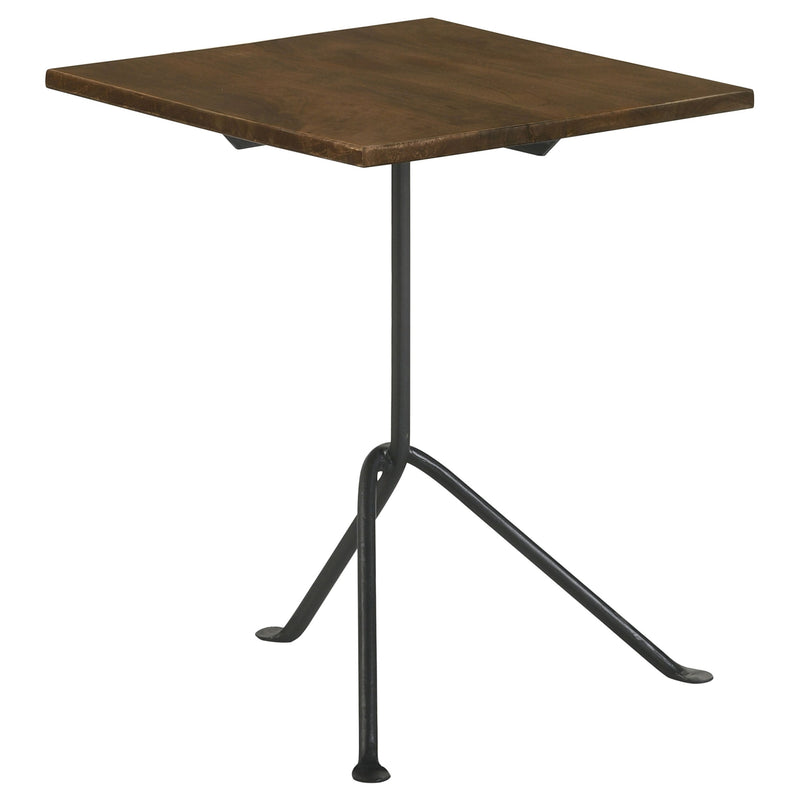Mesa auxiliar Heitor con tope cuadrado de madera, color marrón oscuro