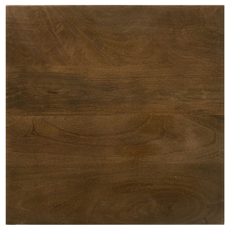 Mesa auxiliar Heitor con tope cuadrado de madera, color marrón oscuro