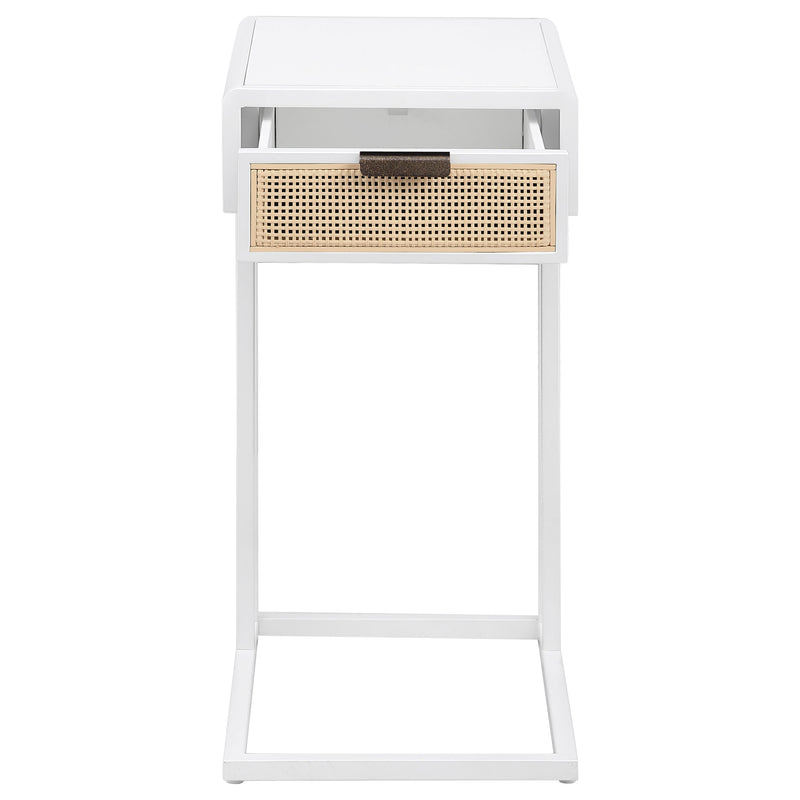 Amherst 1-drawer Radio Weave Cane Metal Side Table
