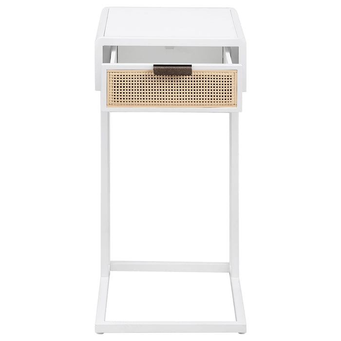 Amherst 1-drawer Radio Weave Cane Metal Side Table Black