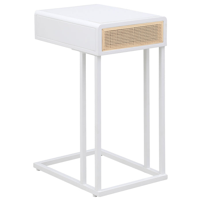 Amherst 1-drawer Radio Weave Cane Metal Side Table Black