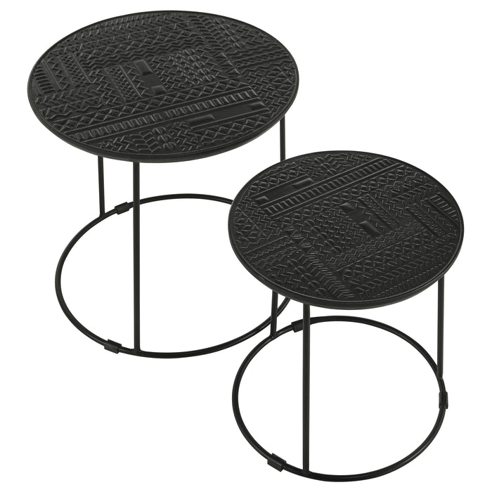 Loannis 2-piece Round Nesting Table Matte Black