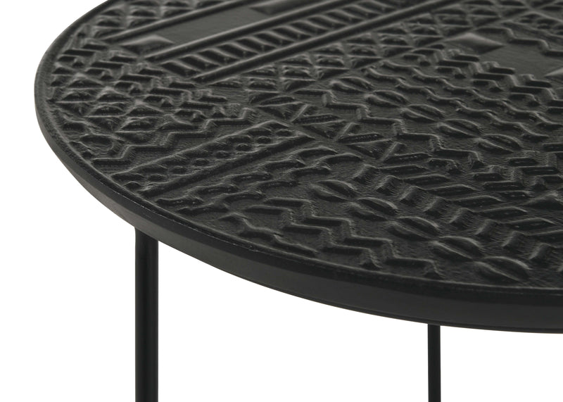 Mesa nido redonda Loannis de 2 piezas de madera de mango en negro mate
