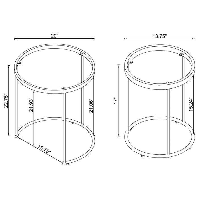 Maylin  Round Glass Top Nesting Table Set Gold