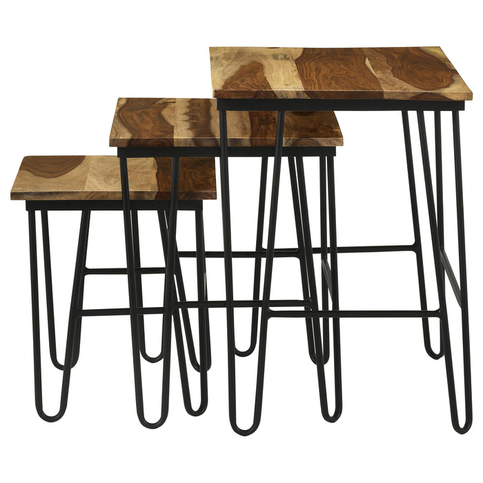 Nayeli 3-piece Nesting Table with Hairpin Legs Natural and Black