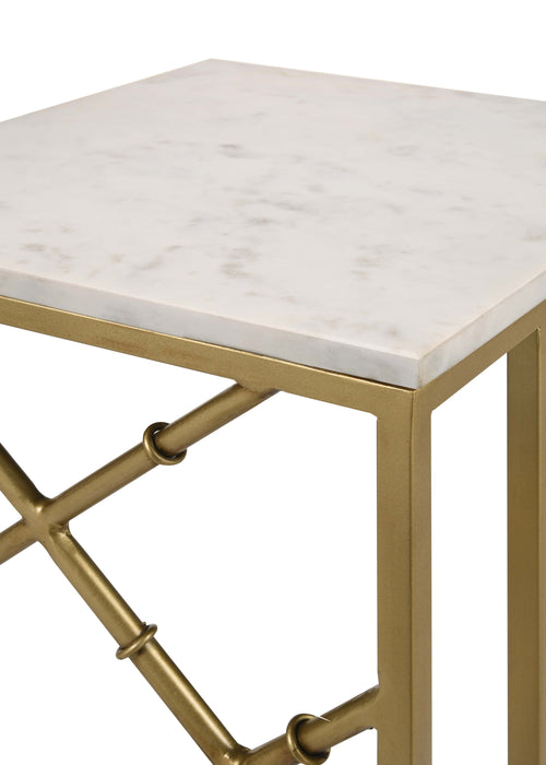 Angeliki Accent Table with Marble Top White