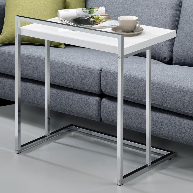 Mesa auxiliar Dani rectangular en forma de C de alto brillo