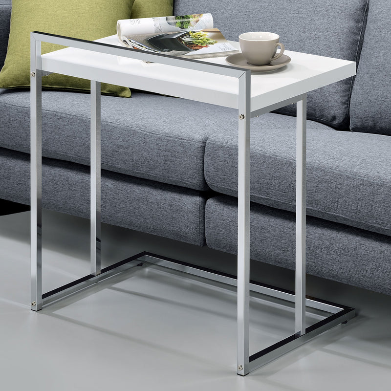 Mesa auxiliar Dani rectangular en forma de C de alto brillo